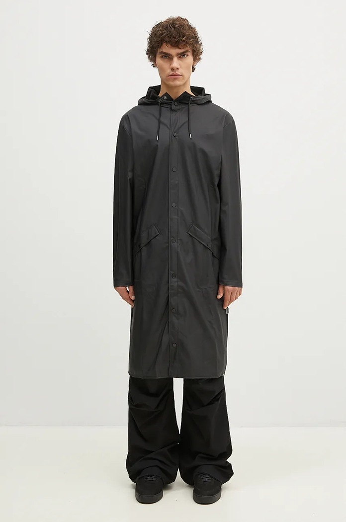 Куртка Rains 18360 Longer Jacket с капюшоном чёрный 18360.01