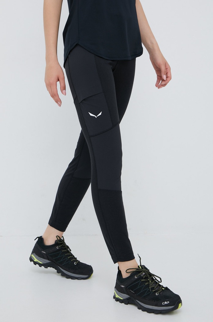 Salewa legginsy sportowe Lavaredo Hemp z elastanem czarny 00.0000028034