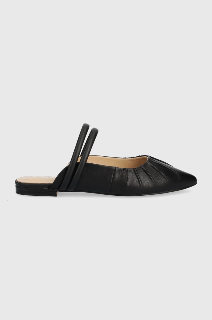 Guess klapki skórzane VIVIANAS płaski czarny FL6VVS.LEA06.BLACK