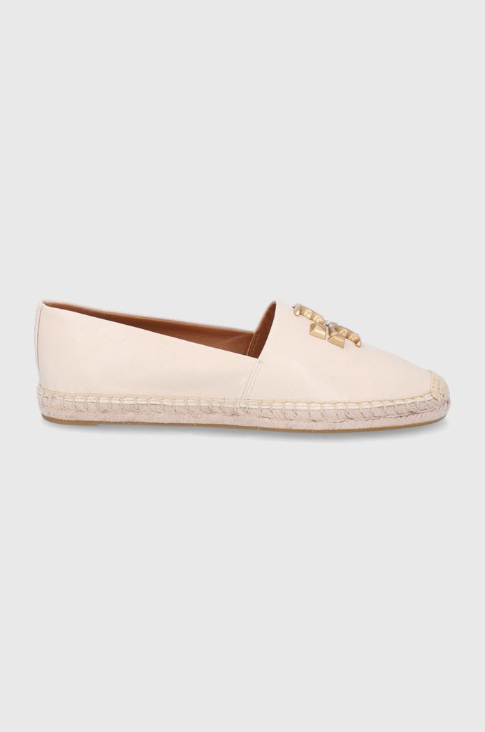 Usnjene espadrile Tory Burch Eleanor Espadrille Zrnato usnje bež 86567.122