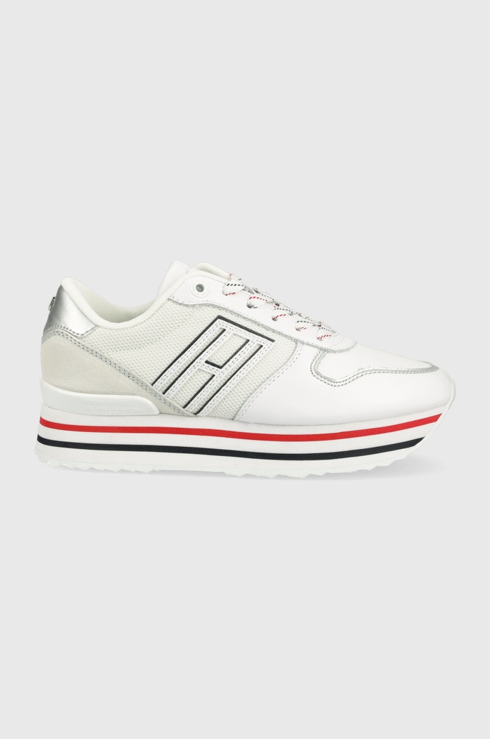 Tenisice Tommy Hilfiger brušena koža bijela FW0FW06449.0GY