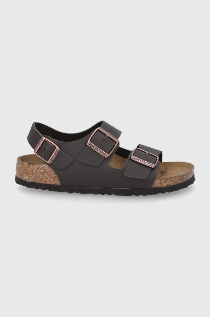 Δερμάτινα σανδάλια Birkenstock Milano φλατ καφέ 34103