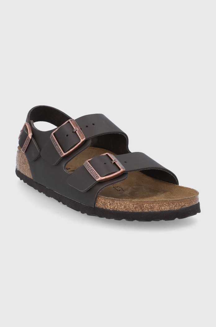 Δερμάτινα σανδάλια Birkenstock Milano 34103 καφέ SS22