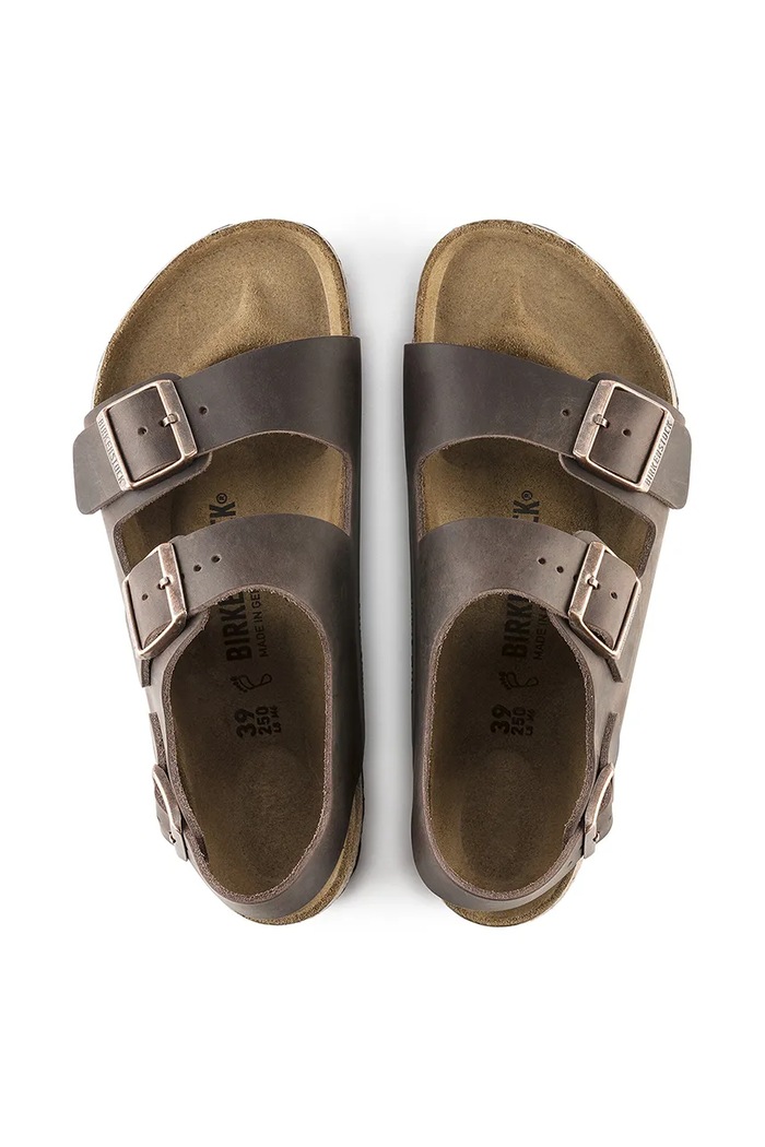 Δερμάτινα σανδάλια Birkenstock Milano 34873 καφέ