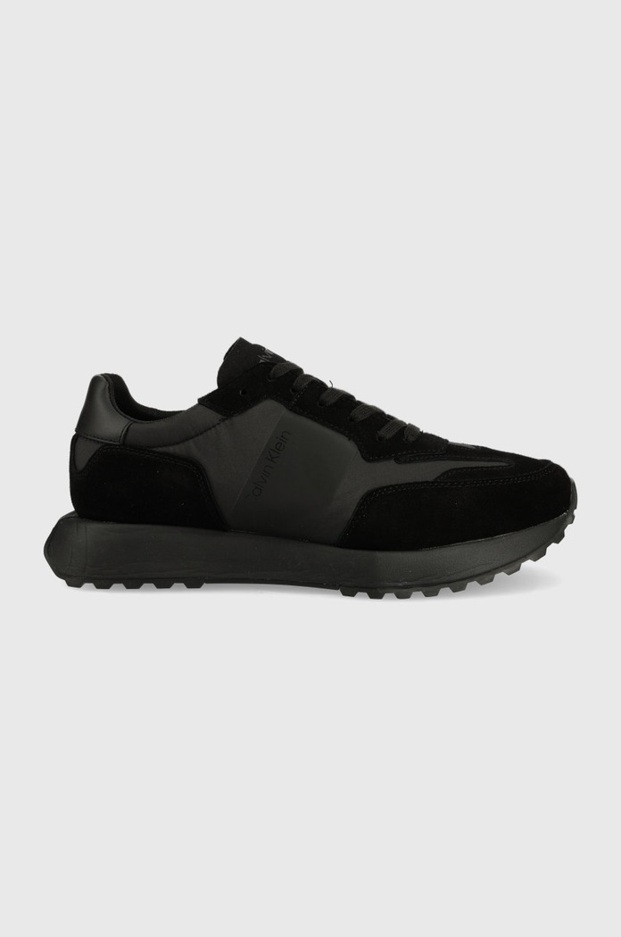 Tenisky Calvin Klein LOW TOP LACE UP MIX semišová kůže černá HM0HM00497.00U