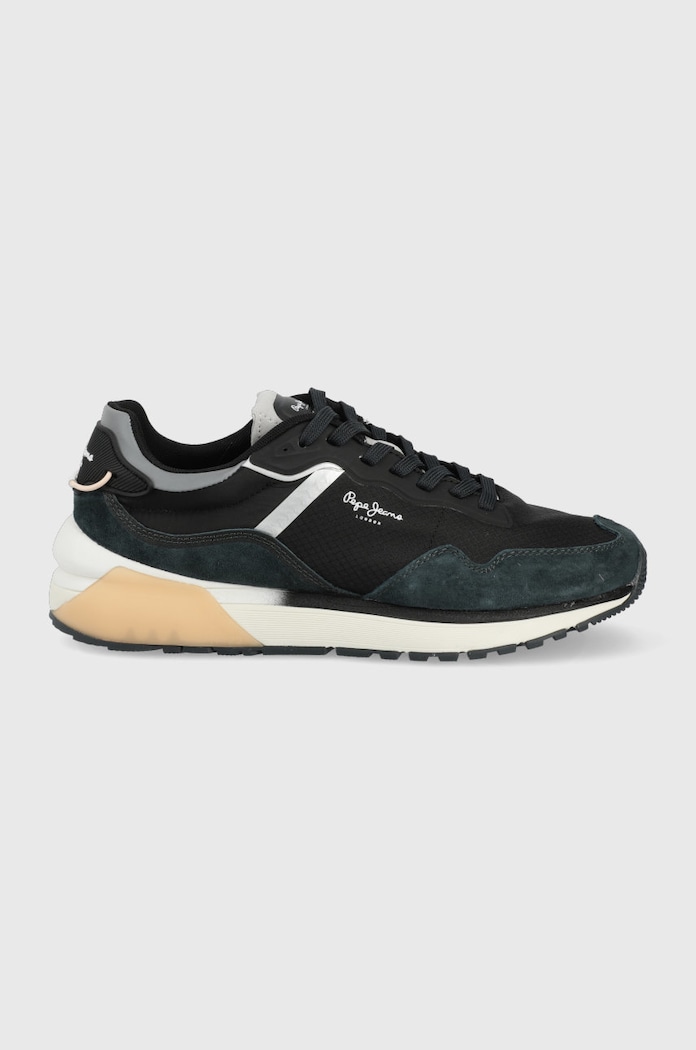 Sneakers boty Pepe Jeans No22 Spring Man semišová kůže černá PMS30833.982