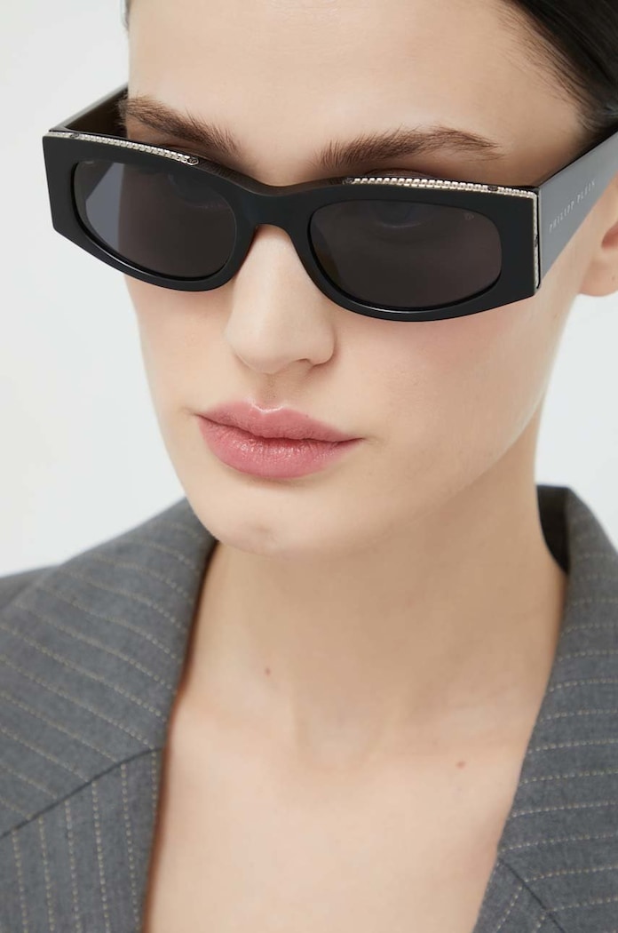 Philipp Plein okulary przeciwsłoneczne prostokątne czarny SPP025S.550700