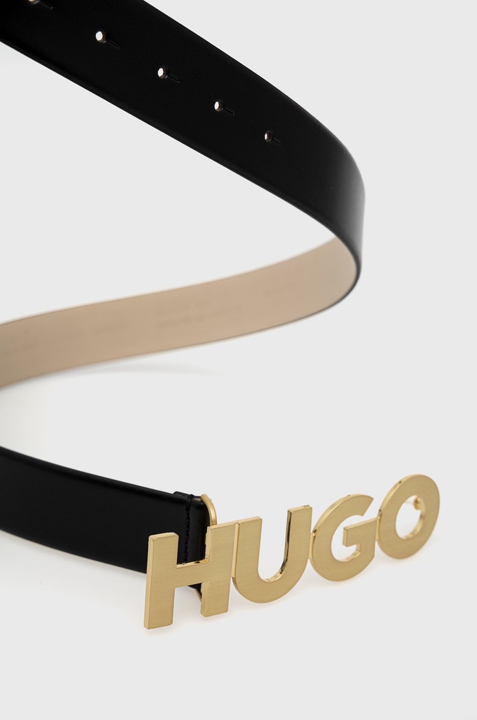 Kožený pásek HUGO 50470629 černá AA00