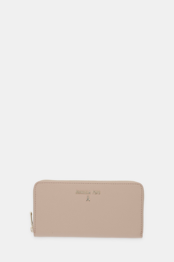 Кожен портфейл Patrizia Pepe гладка кожа бежов CQ4879.L001