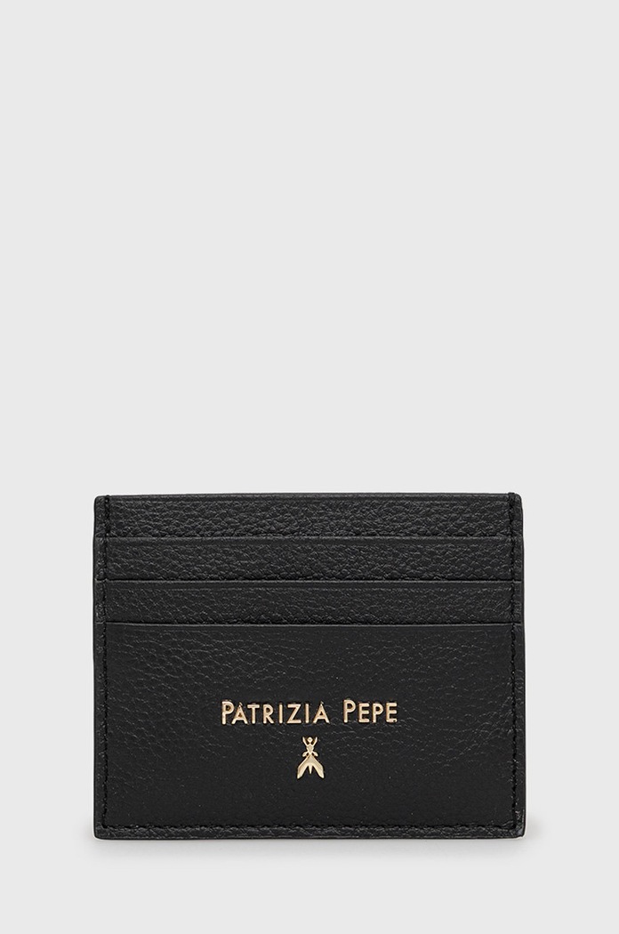 Kožené puzdro na karty Patrizia Pepe usňová koža čierna CQ7001.L001