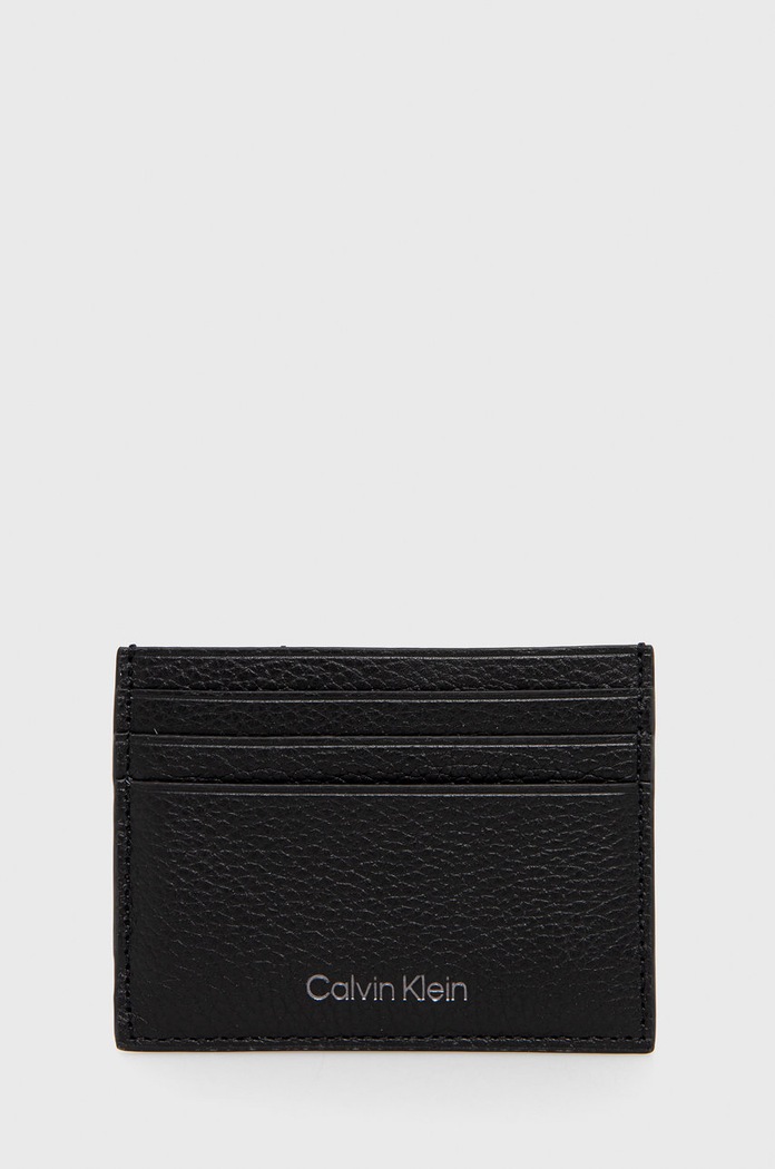 Kožené pouzdro na karty Calvin Klein přírodní kůže černá K50K507389.PPYY