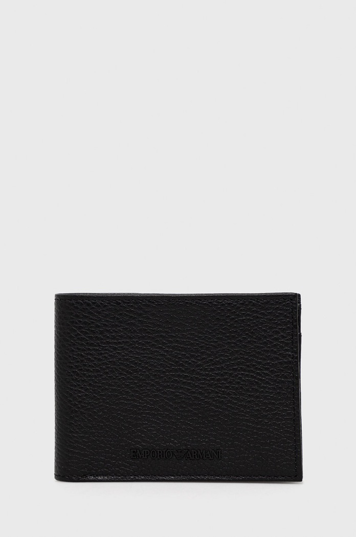 Usnjena denarnica in etui za kartice Emporio Armani Zrnato usnje črna Y4R378.Y068E
