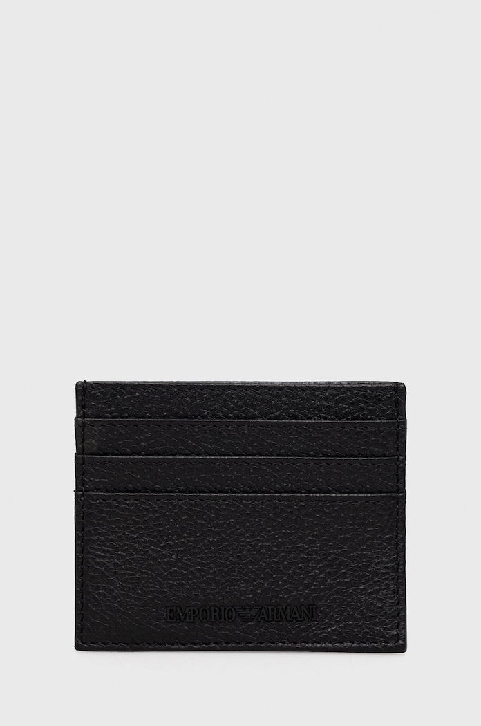 Usnjena denarnica in etui za kartice Emporio Armani črna Y4R378.Y068E