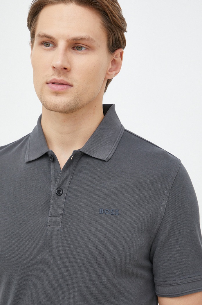 BOSS polo bawełniane BOSS ORANGE bawełna szary 50468576