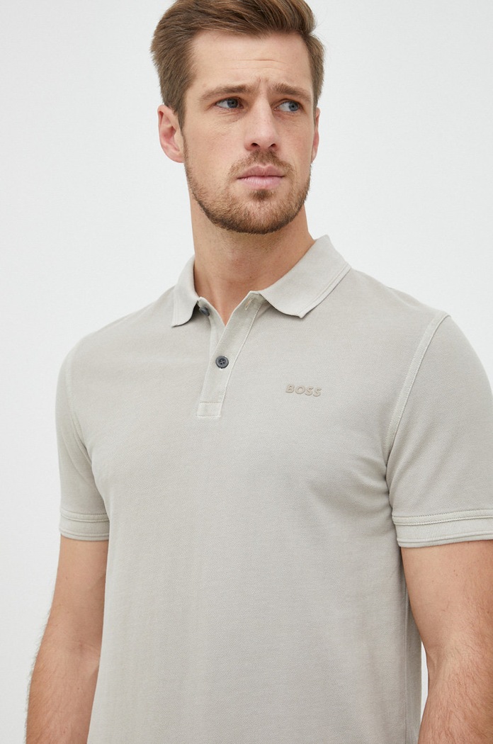 BOSS Orange BOSS polo bawełniane BOSS ORANGE 50468576 szary 50468576