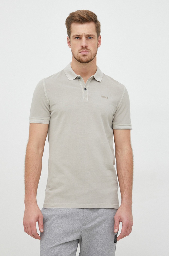 BOSS polo bawełniane BOSS ORANGE 50468576 BOSS Orange 50468576 szary