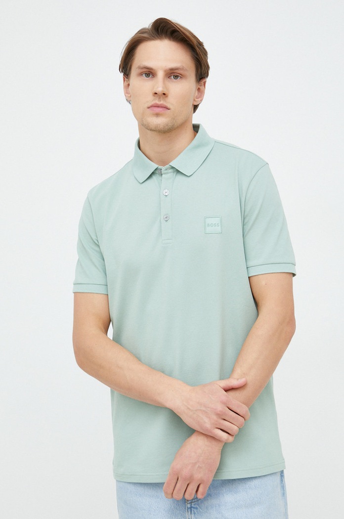 BOSS polo BOSS ORANGE z elastanem zielony 50472668