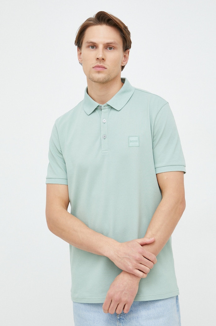 BOSS polo BOSS ORANGE z elastanem zielony 50472668