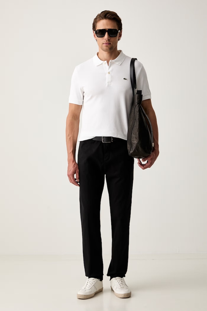 Lacoste polo męskie bawełniane DH2050. biały SS26