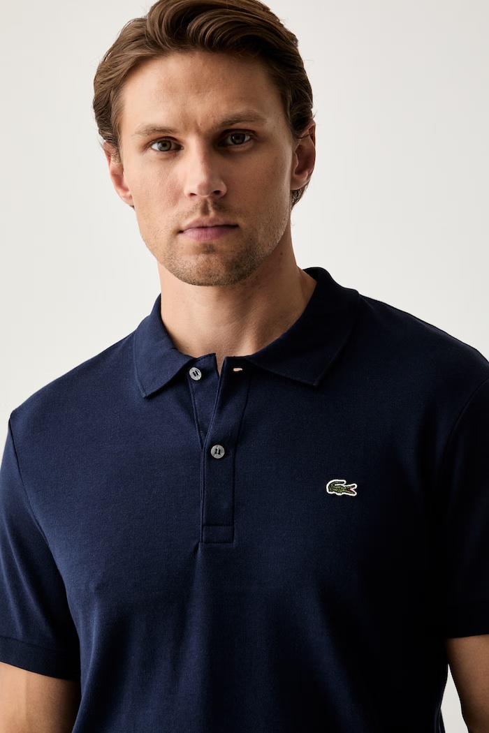 Lacoste polo męskie bawełniane granatowy DH2050.