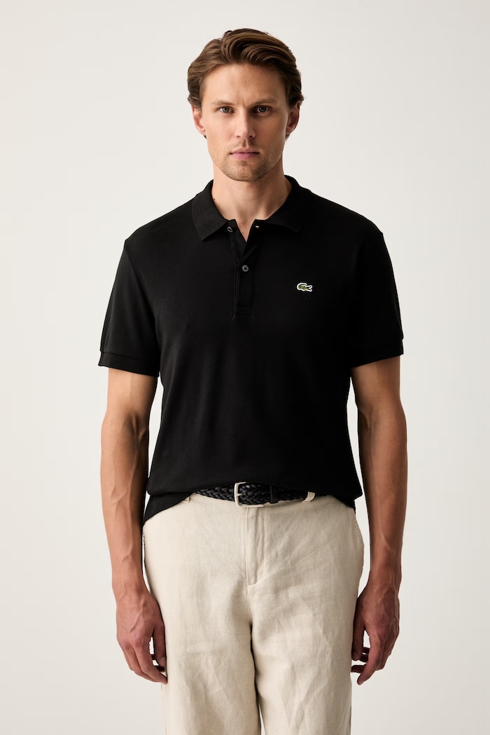 Lacoste polo bărbătesc din bumbac regular negru DH2050.