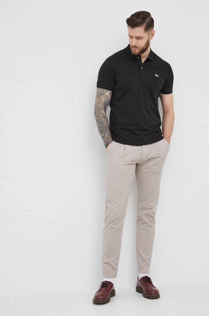 Lacoste polo majica moška bombažna Brez vzorca črna DH2050.