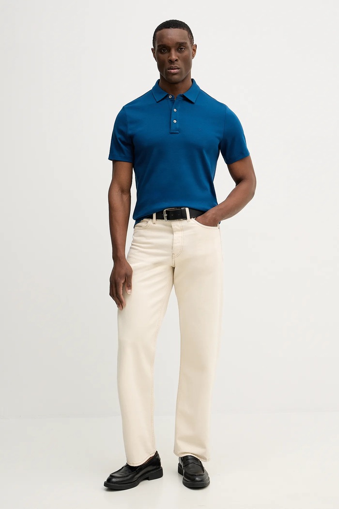 Michael Kors polo majica moška bombažna CS15073C93 modra SS26