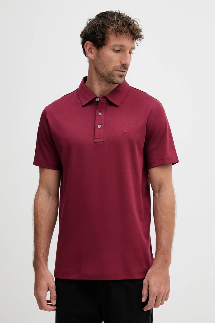 Michael Kors Polo pentru bărbați din bumbac burgundia CS15073C93