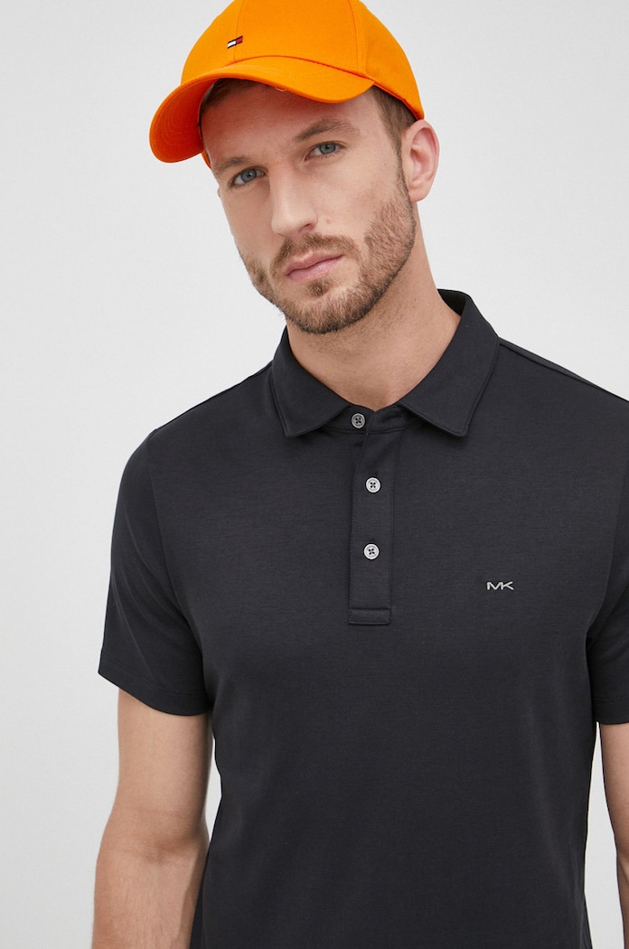 Michael Kors polo de bumbac regular negru CB95FGVC93
