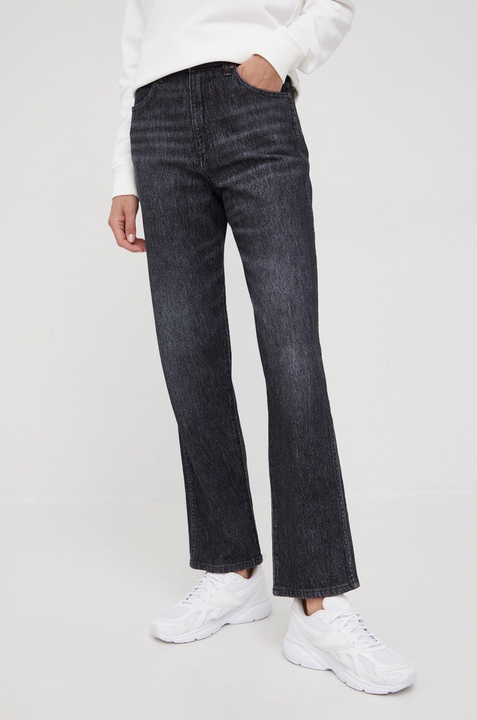 Wrangler jeansy MOM STRAIGHT GRANITE Planet friendly szary W27M41341