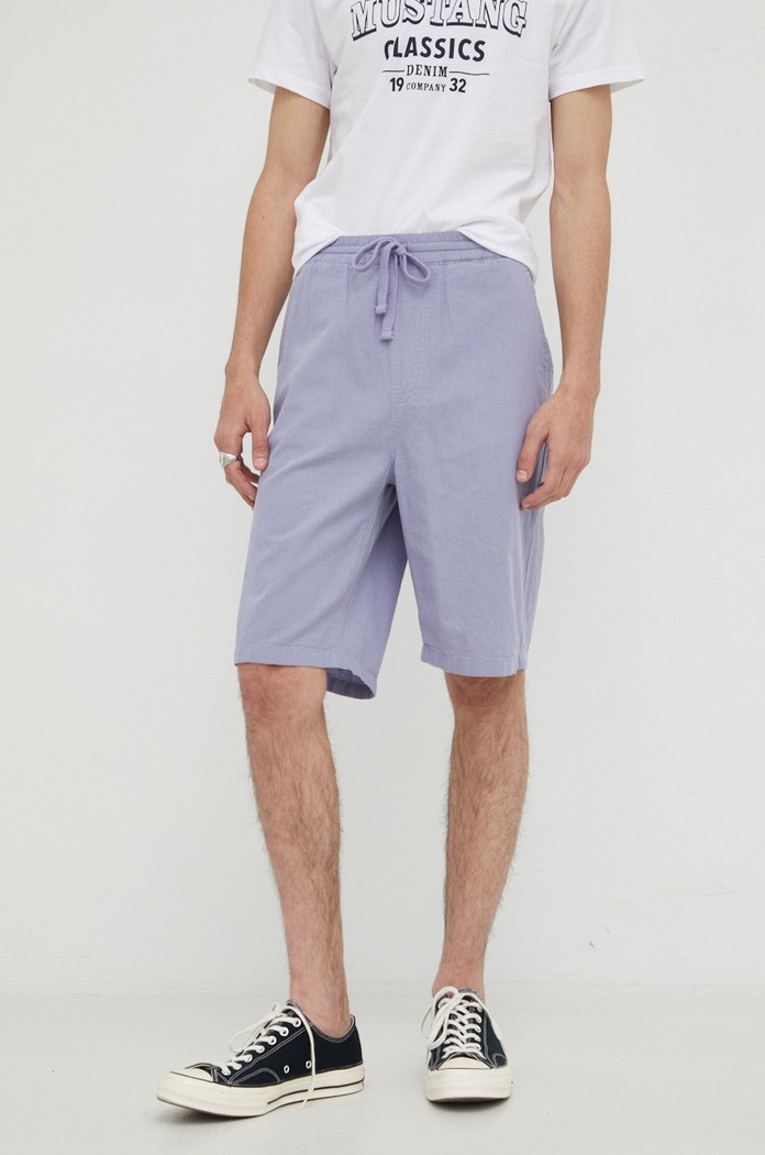 Šortky s prímesou ľanu Lee Relaxed Drawstring S Misty Lilac s prímesou ľanu fialová L70KSAUU