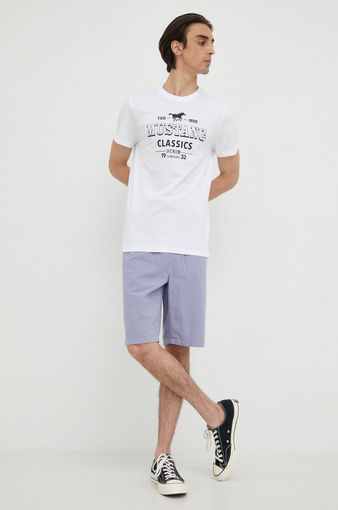 Šortky s prímesou ľanu Lee Relaxed Drawstring S Misty Lilac L70KSAUU fialová SS22