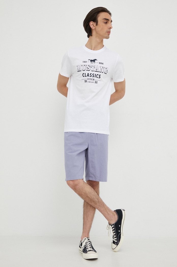 Šortky s prímesou ľanu Lee Relaxed Drawstring S Misty Lilac L70KSAUU fialová SS22