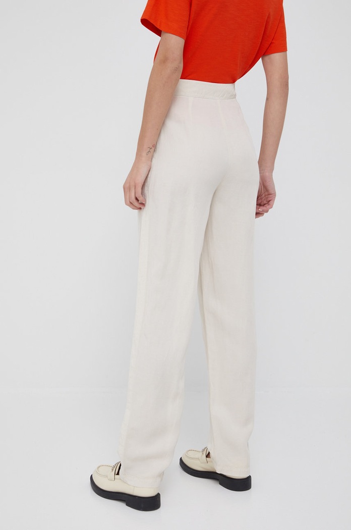 Emporio Armani spodnie z lnem beżowy 3L2P84.2NC5Z
