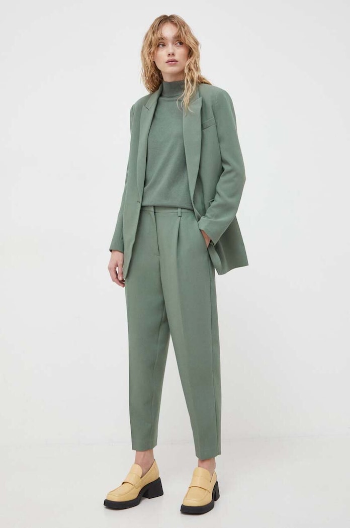 Bruuns Bazaar spodnie CindySus Dagny pants z elastanem zielony BBW2393