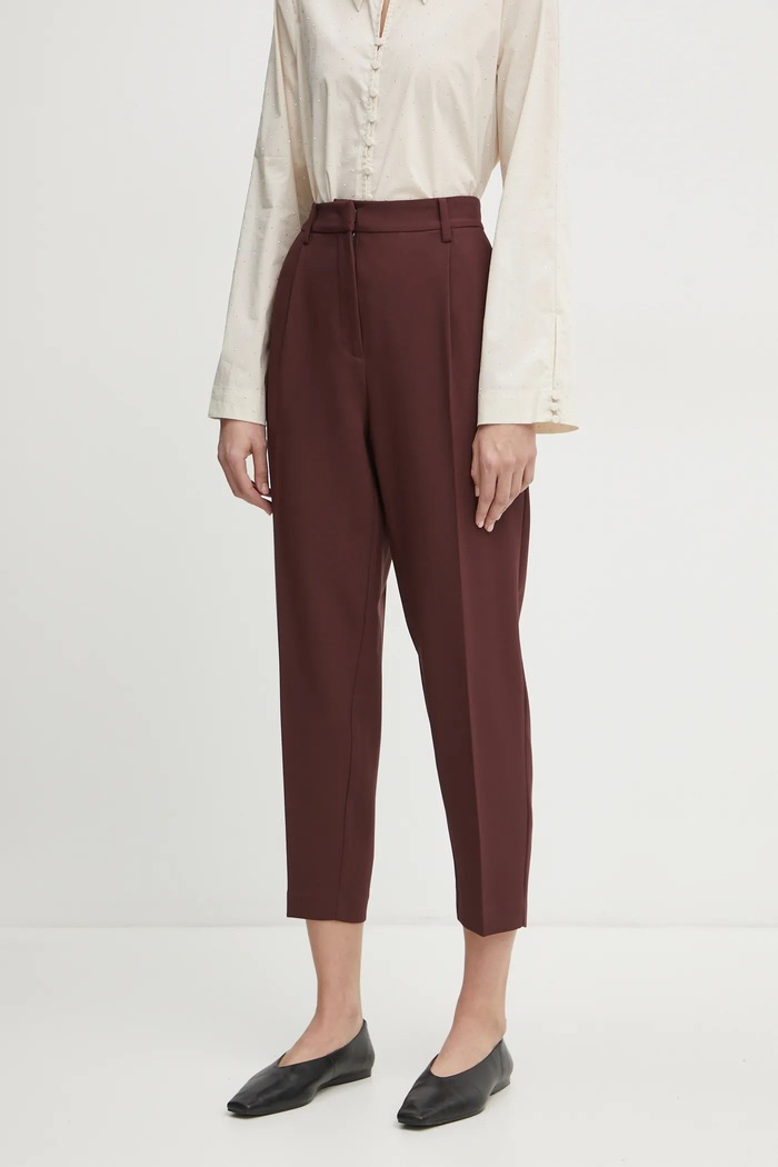 Bruuns Bazaar nadrág CindySus Dagny pants elasztánnal burgundia BBW2393