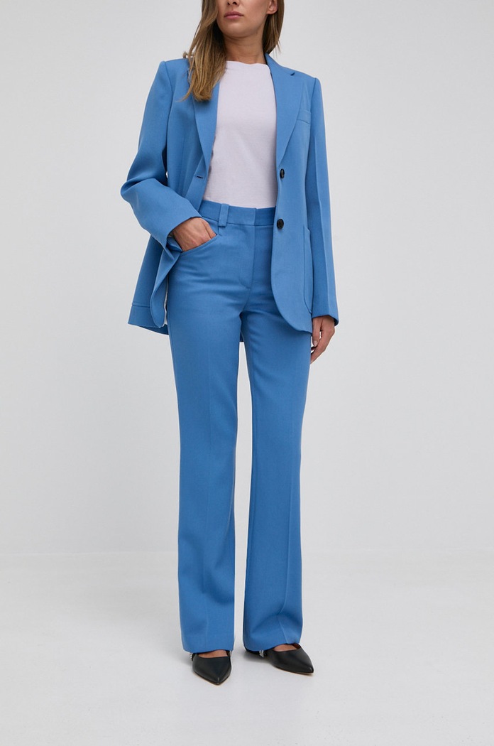 Victoria Beckham gyapjú nadrág szövet kék 1122WTR003168A