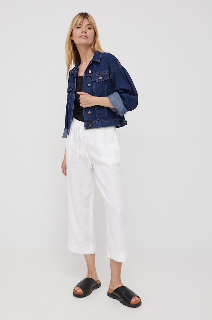 Dkny spodnie lniane P2RKSEUA P2RKSEUA biały SS26