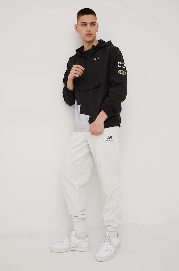 New Balance spodnie dresowe bawełniane UP21500SAH bawełna szary UP21500SAH