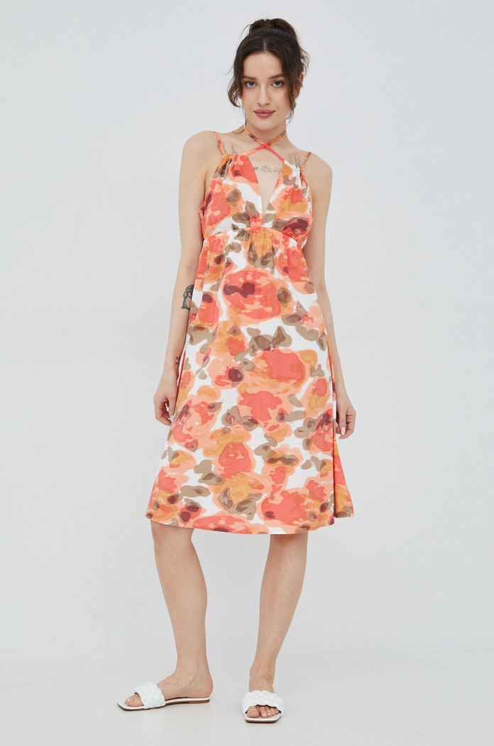 Vero Moda sukienka bawełniana 10260727.Gardenia pomarańczowy SS22