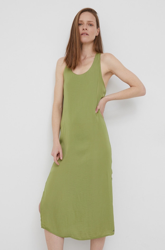 Pepe Jeans rochie Peyton midi verde PL953058.618