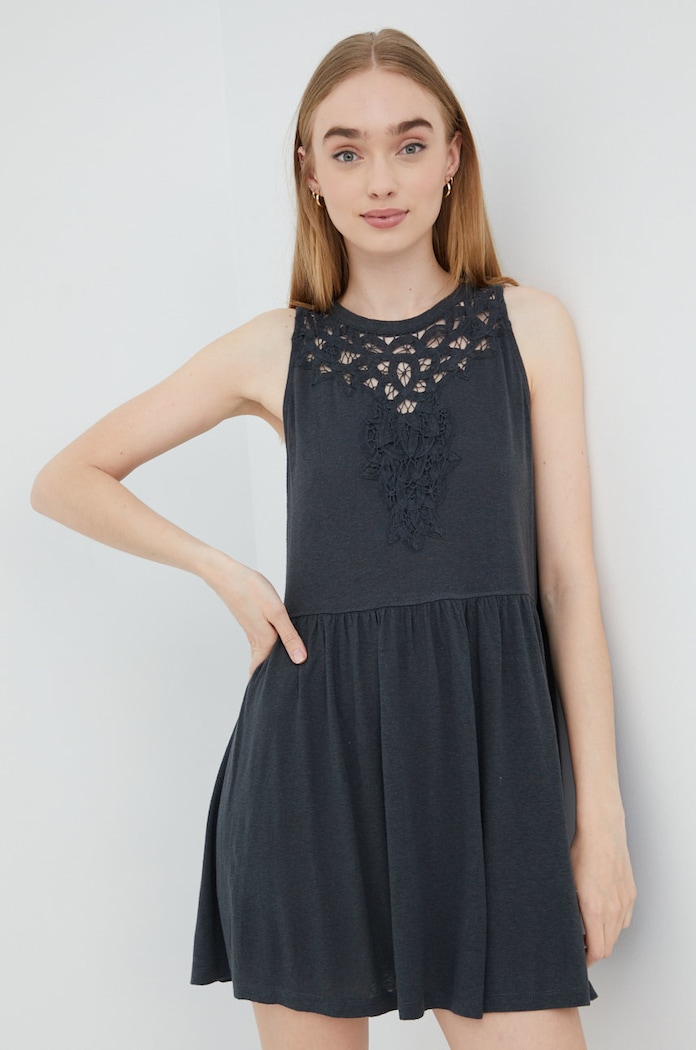 Haljina s dodatkom lana Superdry bez uzorka siva W8011061A.AFB