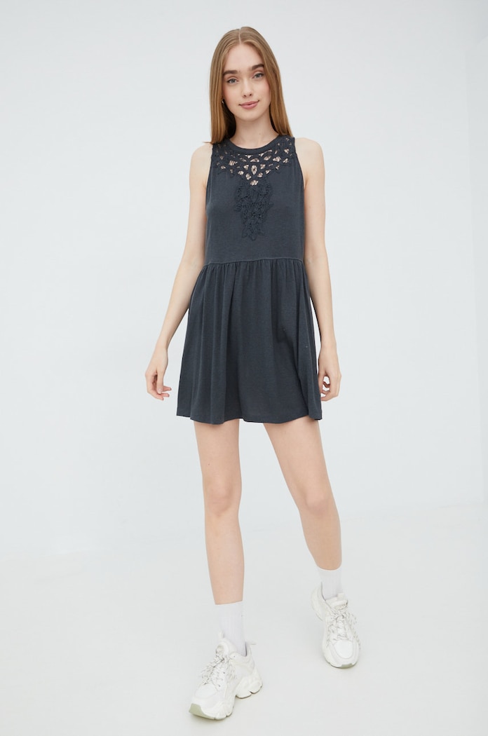 Haljina s dodatkom lana Superdry W8011061A.AFB siva SS22