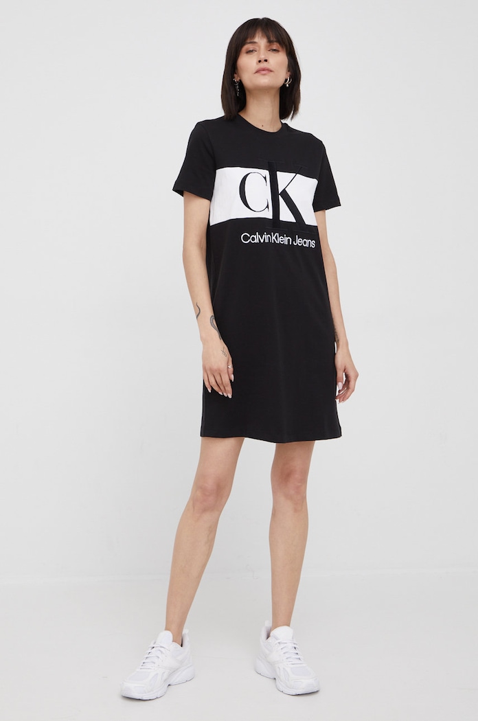 Bavlněné šaty Calvin Klein Jeans J20J218862.PPYY černá SS22