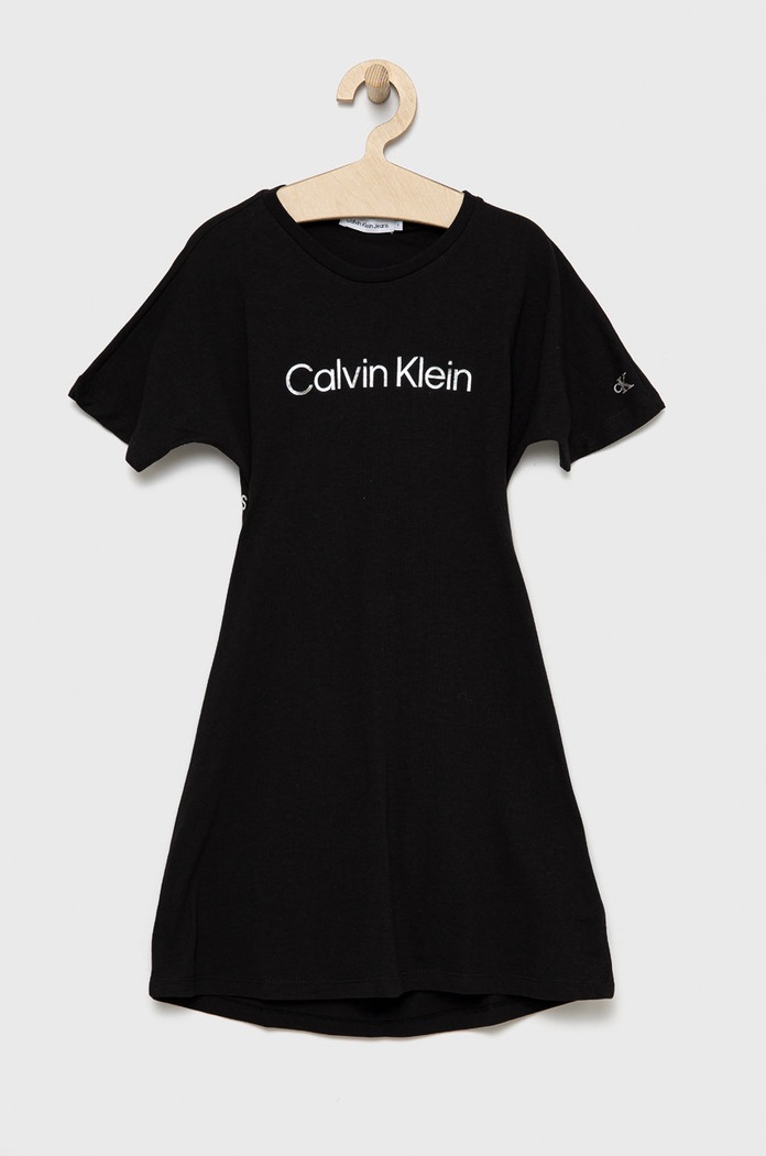 Calvin Klein Jeans sukienka bawełniana dziecięca IG0IG01418.PPYY bawełna czarny IG0IG01418.PPYY
