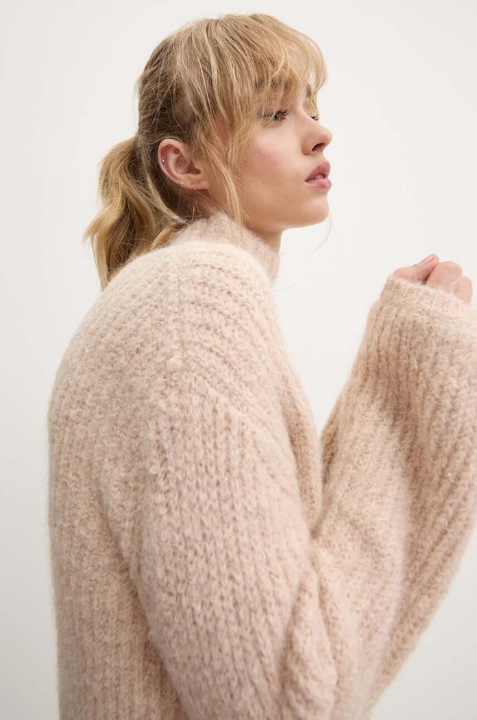 Bruuns Bazaar sweter wełniany beżowy BBW2465