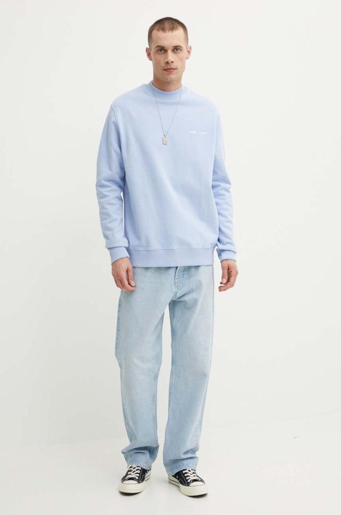 Samsoe Samsoe bluza bawełniana Norsbro M00018103 niebieski SS25