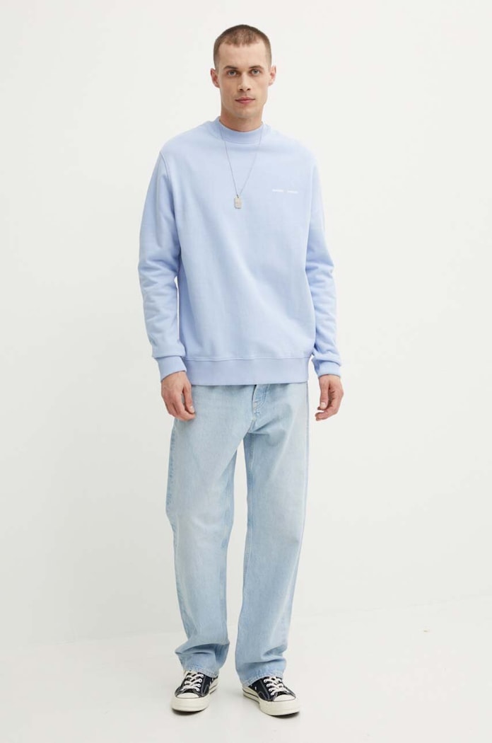 Samsoe Samsoe bluza bawełniana Norsbro M00018103 niebieski SS25