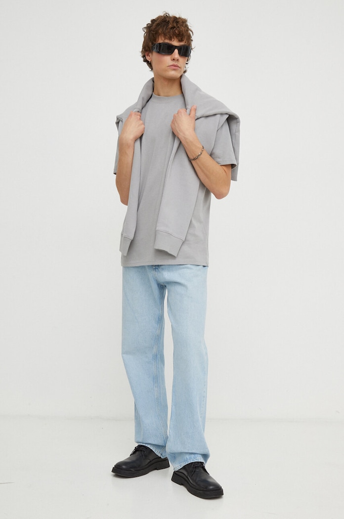 Samsoe Samsoe bluza bawełniana Norsbro M00018103 szary SS25