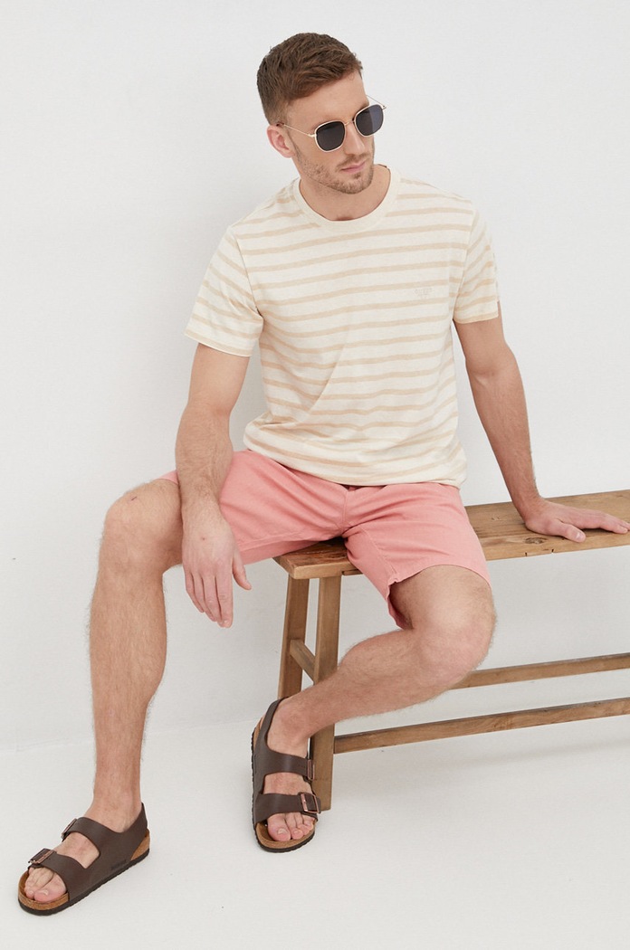 Šortky s příměsí lnu Pepe Jeans Arkin Short Linen PM800913.370 růžová SS22